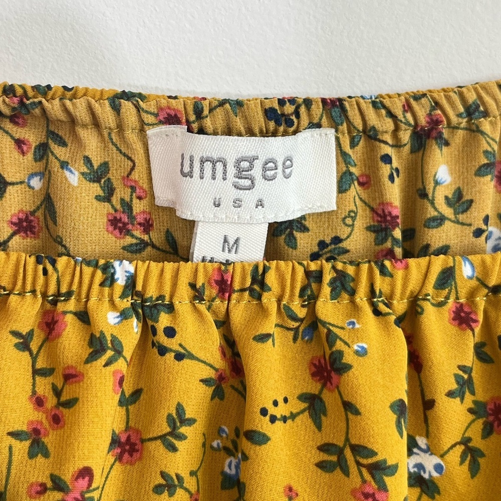 UMGEE Ruffled Strapless Flare Jumpsuit Medium - Ditsy Floral Tiered Comfy - Picture 8 of 10